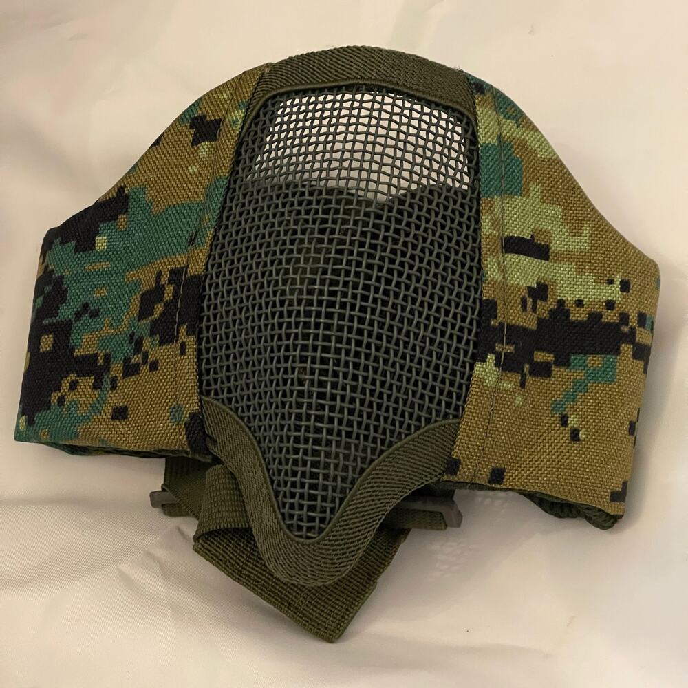 Paintball Hunting Protective Face Mask Goggle Green Camouflage Adjustable
